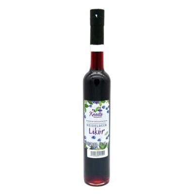 Roter Heidelbeerlikör in Glasflasche