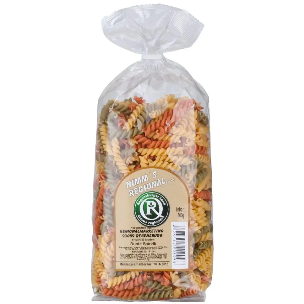 Bunte Spirelli im Beutel