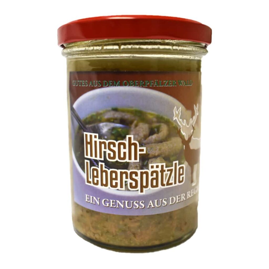 Frische Hirschleberspätzle im Glas