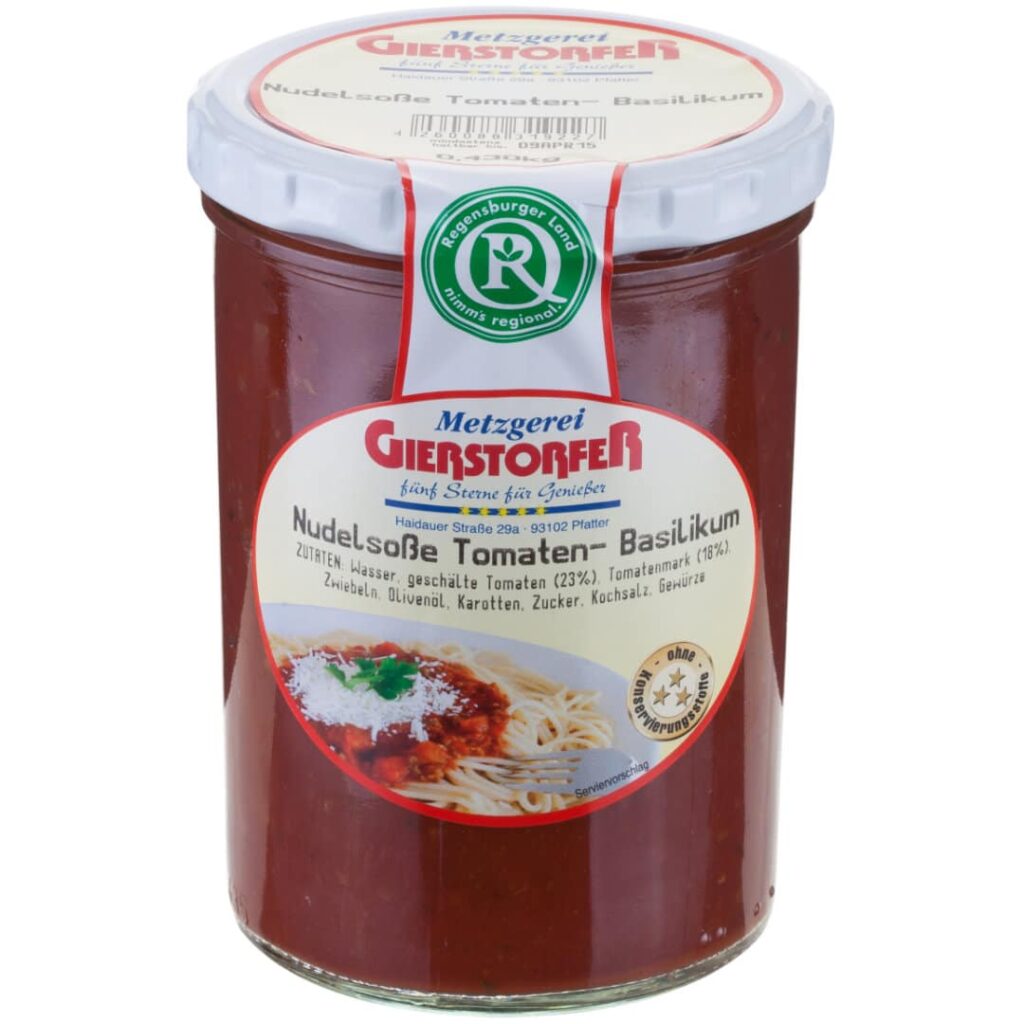 Nudelsoße Tomate-Basilikum - Mein Regionalmarkt