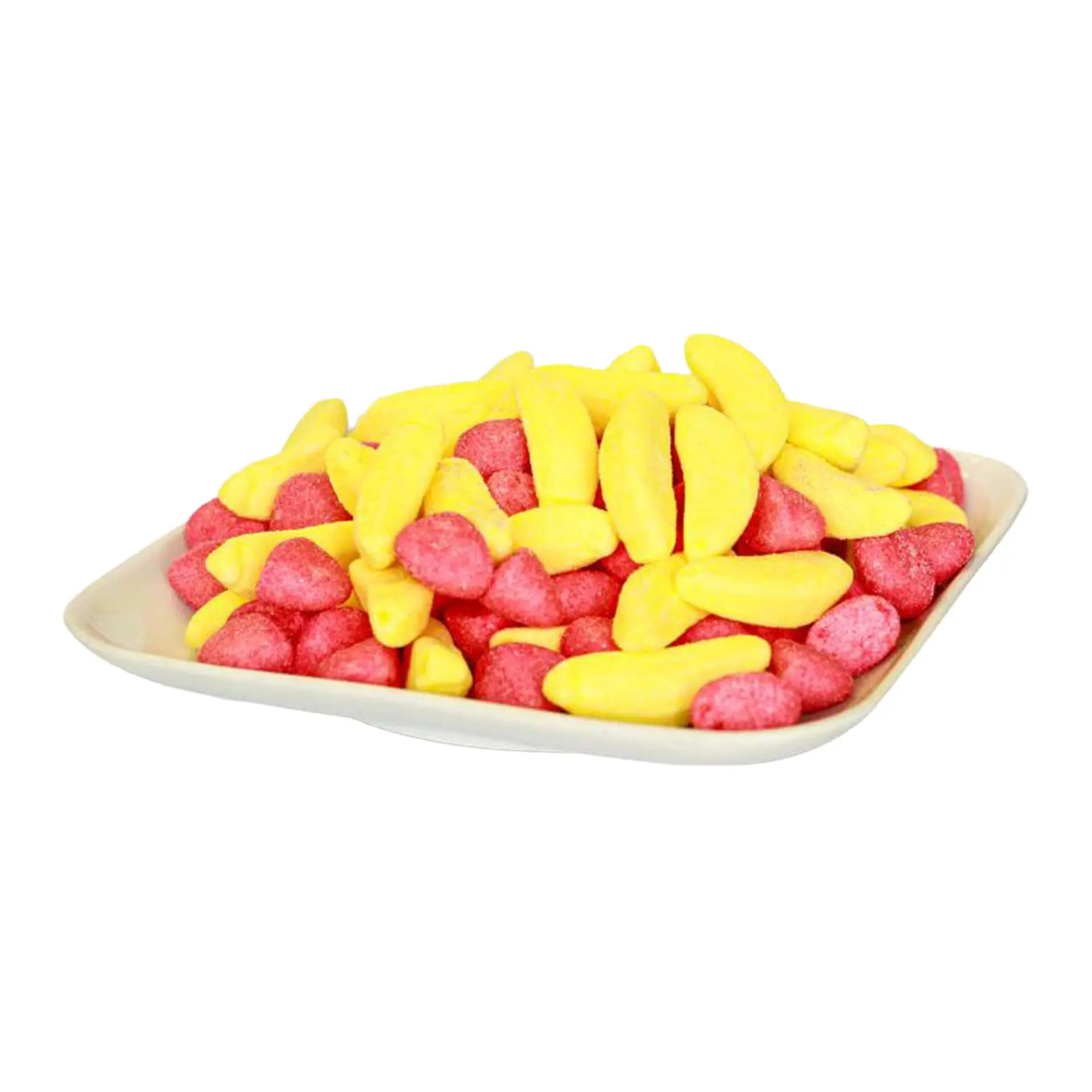 Fruchtgummi in gelb und rot Fruchtgummi "Affenliebe"