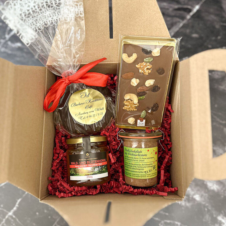 Weihnachtsbox, Geschenk, Früchtetee, Aufstrich, Weihnachten, Honig, Gebrannte Mandeln