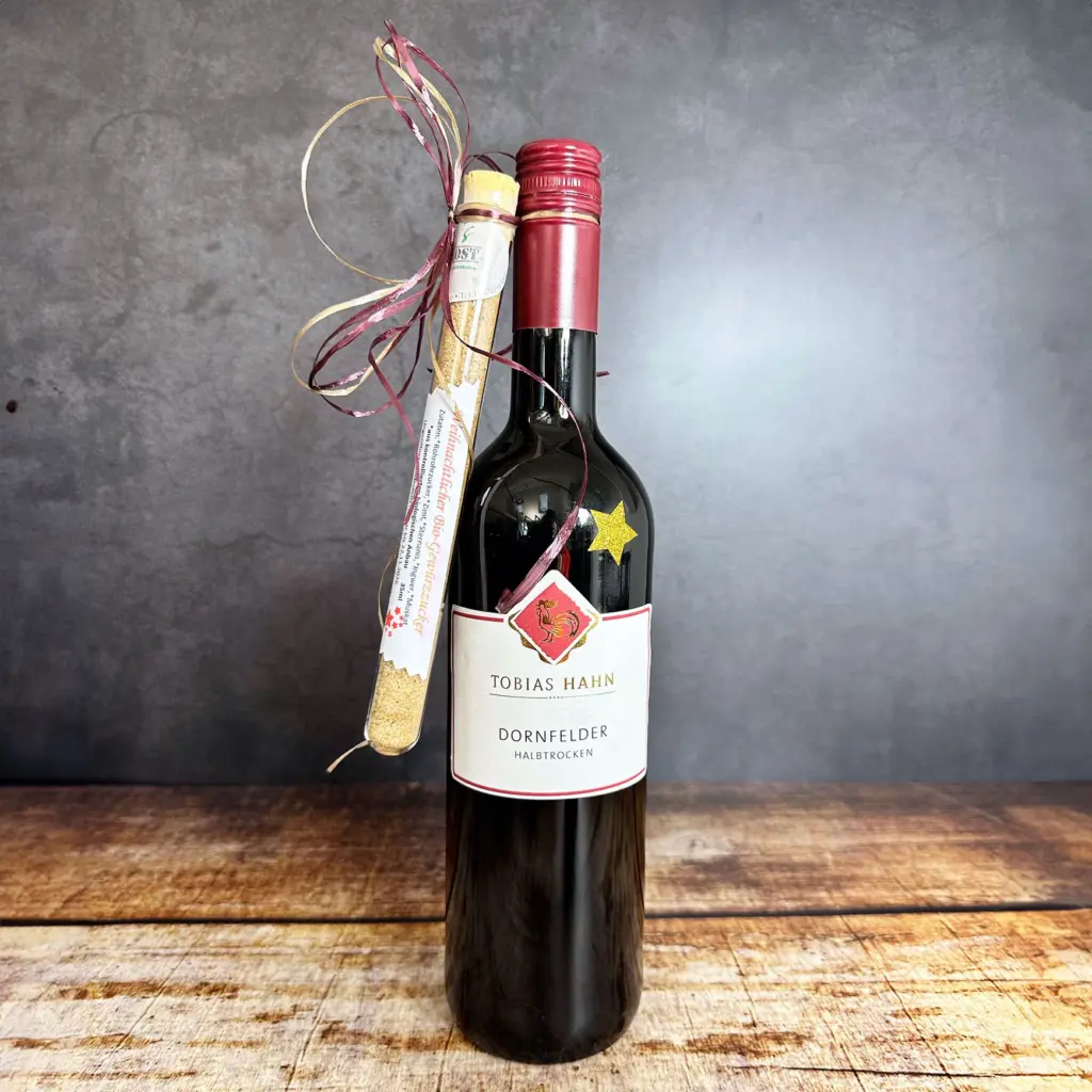 Dornfelder, halbtrocken, Geschenkset, Mitarbeitergeschenk, Weihnachtlicher Gewürzzucker