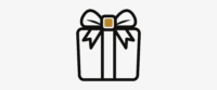 Illustration einer Geschenkbox mit einer Schleife und einem goldenen Quadrat auf dem Deckel.