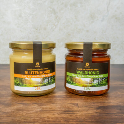 Blütenhonig und Waldhonig aus dem Oberpfälzer Wald im 250g Glas von regionalen Imkern