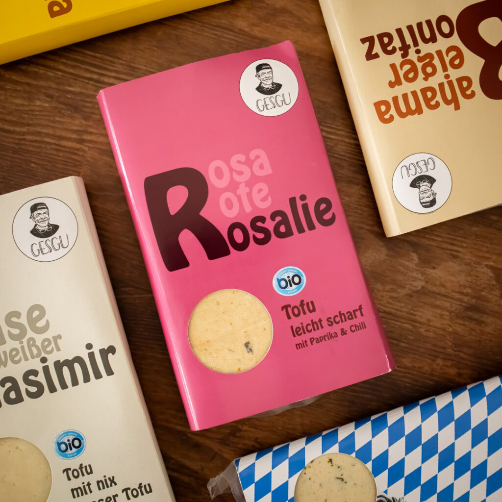 Bio Tofu leicht scharf "Rosa Rote Rosalie" und weitere Tofuprodukte